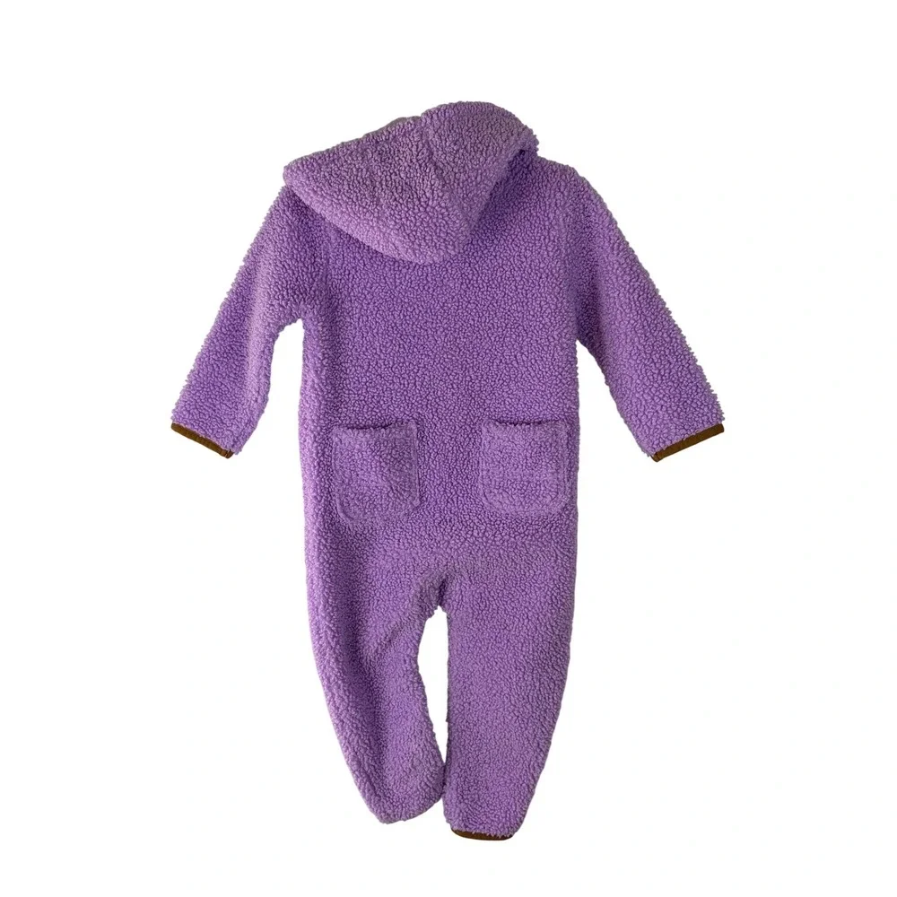 Carhartt Baby Girls Purple Sherpa Fleece Hooded Coverall Jumpsuit 18M Zip